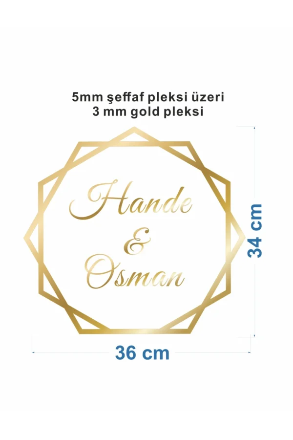 Söz - Nişan - İsteme - Masaüstü İsimlik - 5 mm Gold Pleksiglass - Görsel 2